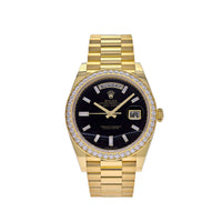 Thumbnail for Luxury Watch Rolex Day-Date 40 Yellow Gold Diamond Bezel Black Onyx Dial 228348RBR Wrist Aficionado