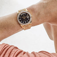 Thumbnail for Luxury Watch Rolex Day-Date 40 Yellow Gold Diamond Bezel Black Onyx Dial 228348RBR Wrist Aficionado
