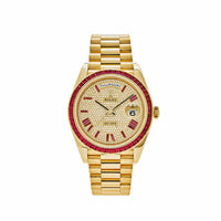 Thumbnail for Rolex Day-Date 40 Yellow Gold Diamond/Ruby Roman Dial Ruby Bezel 228398TRU Wrist Aficionado