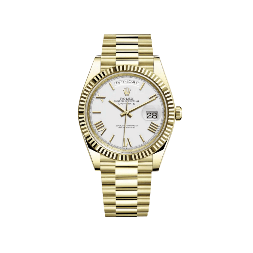 Luxury Watch Rolex Day-Date 40 Yellow Gold White Dial 228238 Wrist Aficionado