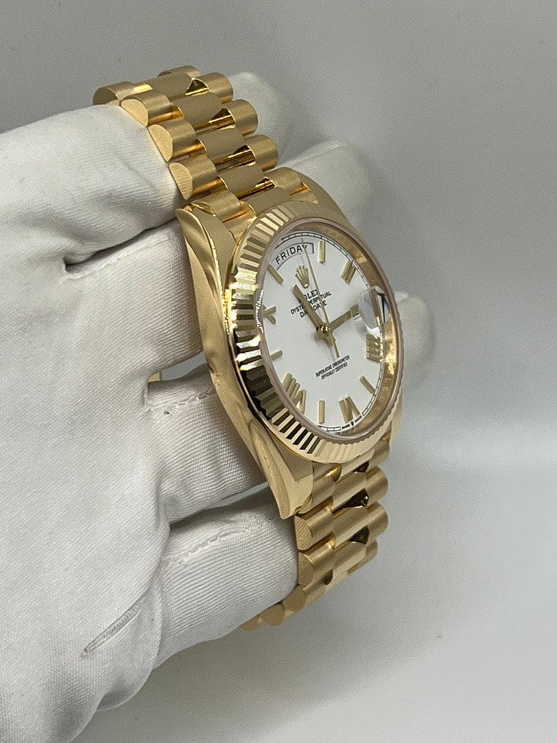 Luxury Watch Rolex Day-Date 40 Yellow Gold White Dial 228238 Wrist Aficionado