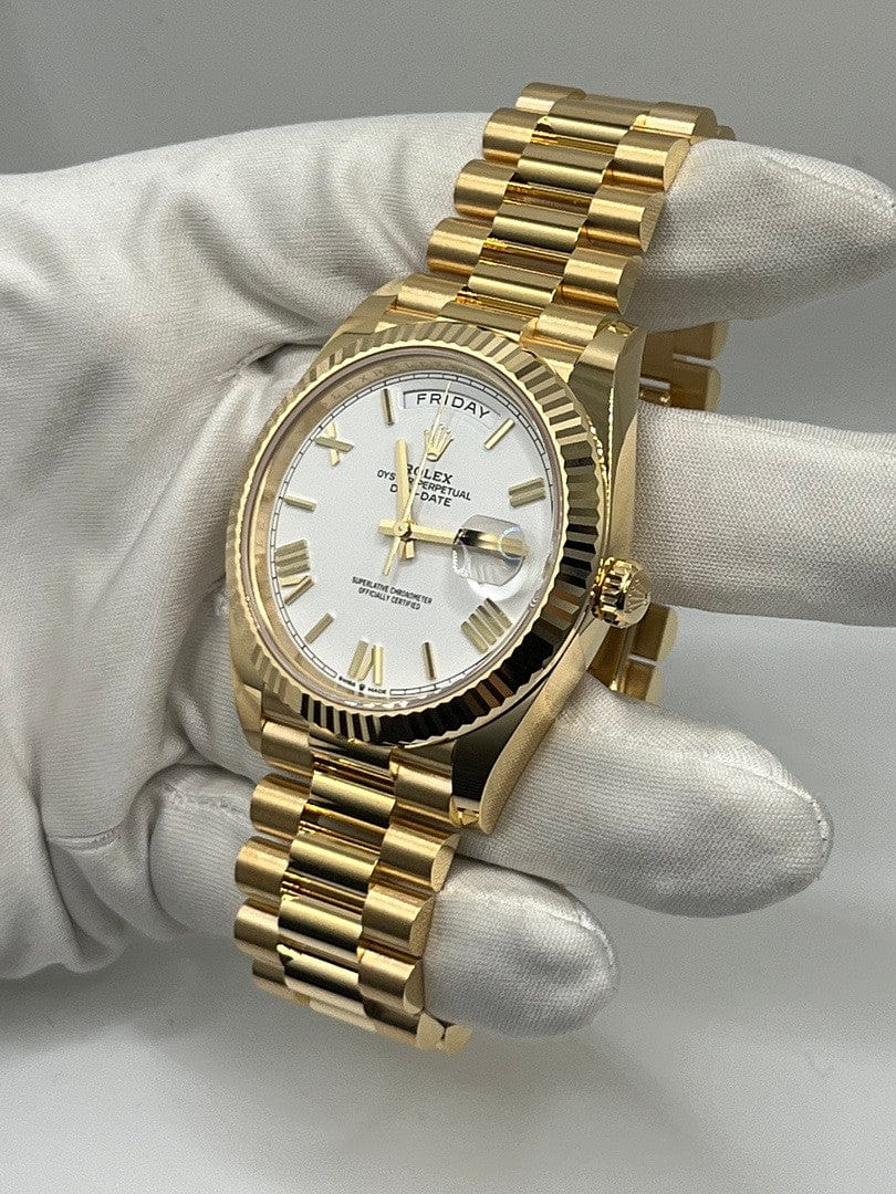 Luxury Watch Rolex Day-Date 40 Yellow Gold White Dial 228238 Wrist Aficionado