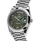 Luxury Watch Rolex Day-Date 40mm Platinum President Olive Green Dial 228206 Wrist Aficionado