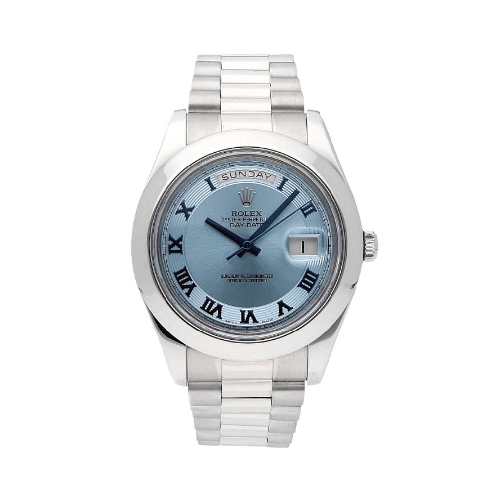 Rolex Day Date 218206 Platinum Ice Blue Dial Wrist Aficionado