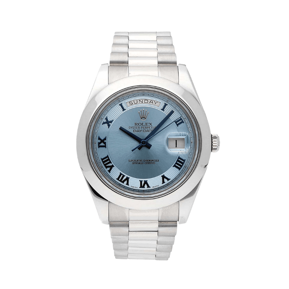 Luxury Watch Rolex Day-Date 41 Platinum Ice Blue Dial 218206 Wrist Aficionado