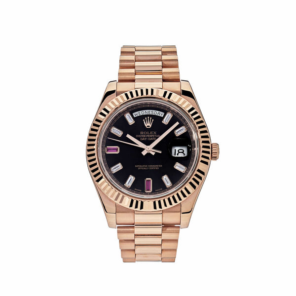 Rolex Day-Date 41 218235 Rose Gold Black Ruby Dial – Wrist Aficionado