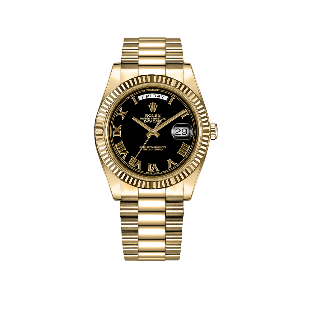 Luxury Watch Rolex Day-Date 41 Yellow Gold Matte Black Dial 218238 Wrist Aficionado