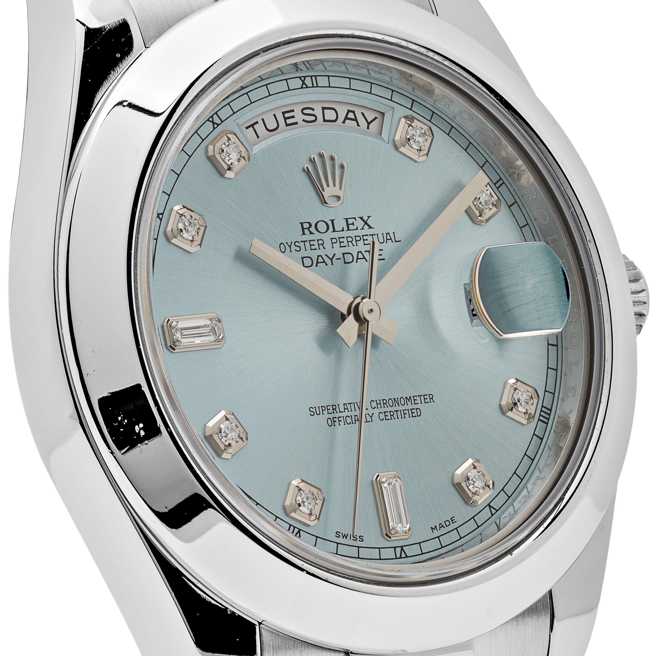 Rolex Day-Date II 218206 Platinum Blue Diamond Dial