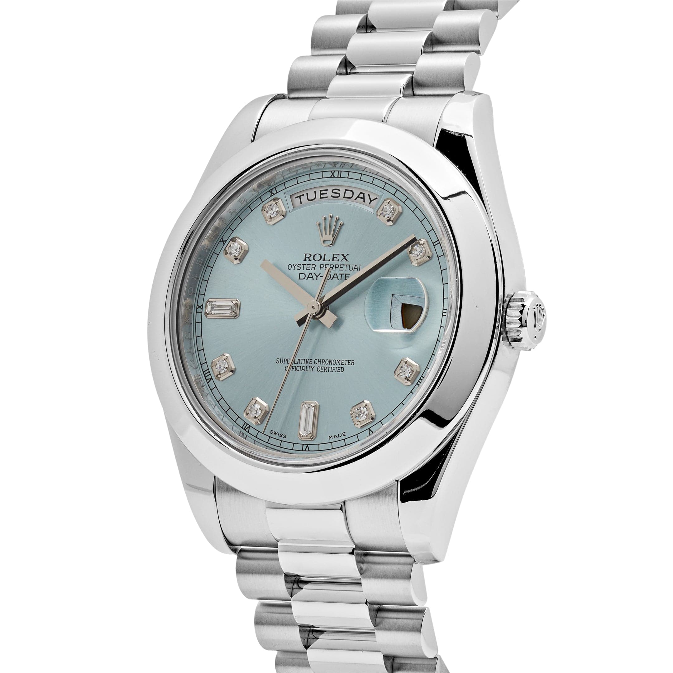 Rolex Day-Date II 218206 Platinum Blue Diamond Dial – Wrist Aficionado