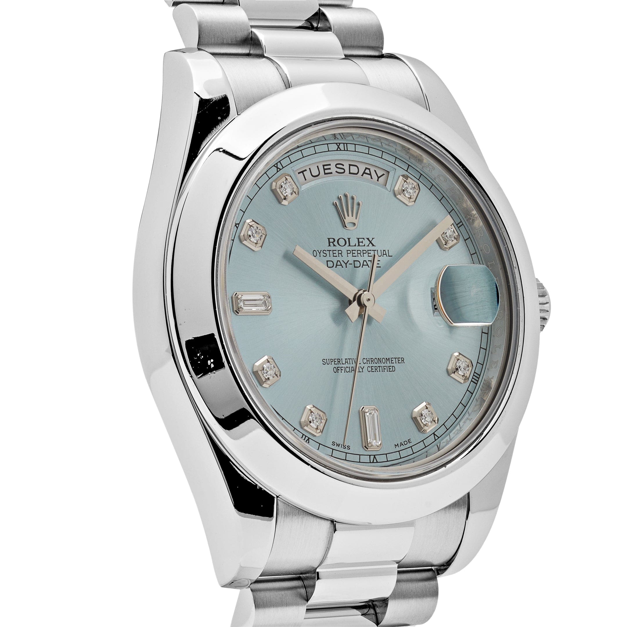 Rolex Day-Date II 218206 Platinum Blue Diamond Dial (2011) – Wrist