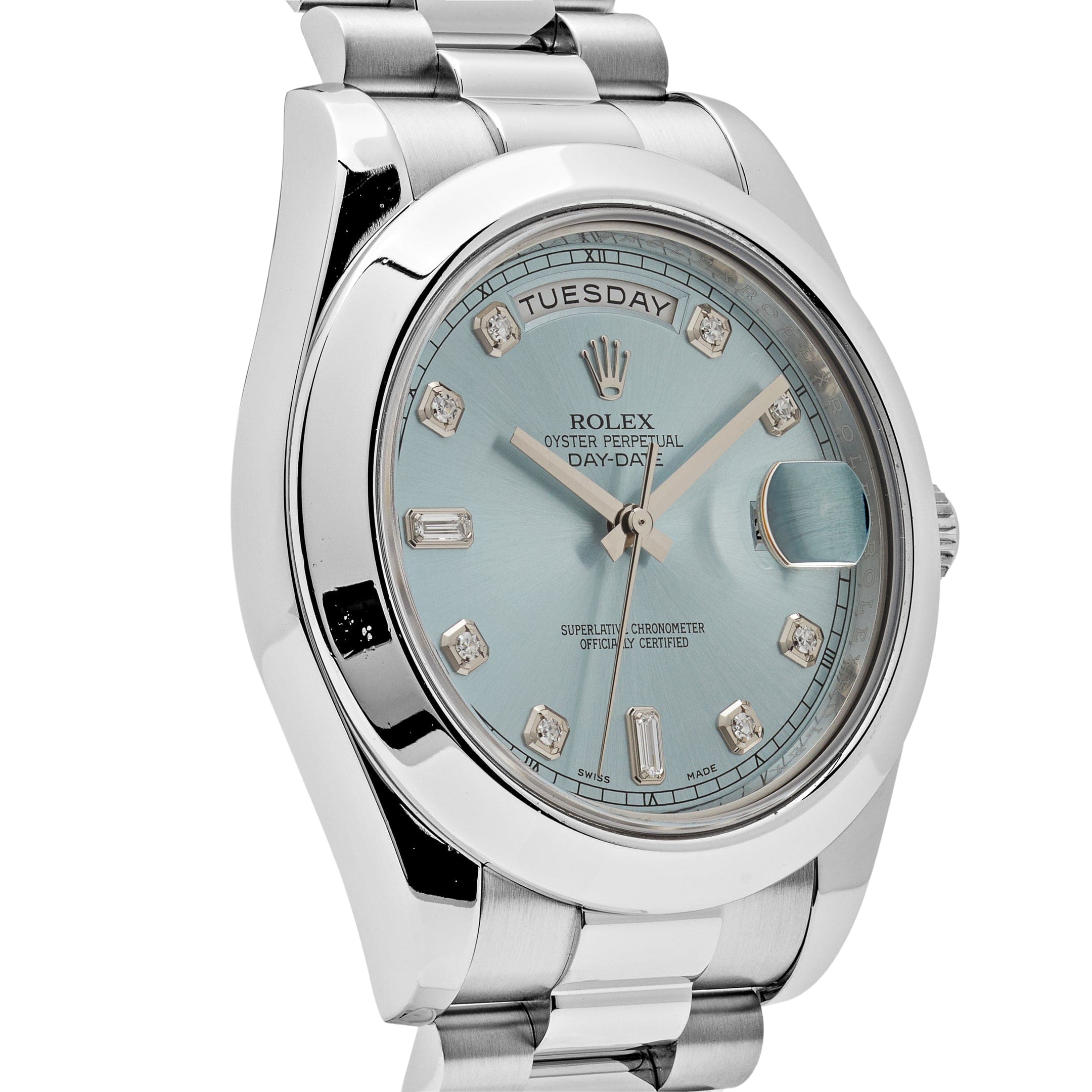 Rolex Day-Date II 218206 Platinum Blue Diamond Dial