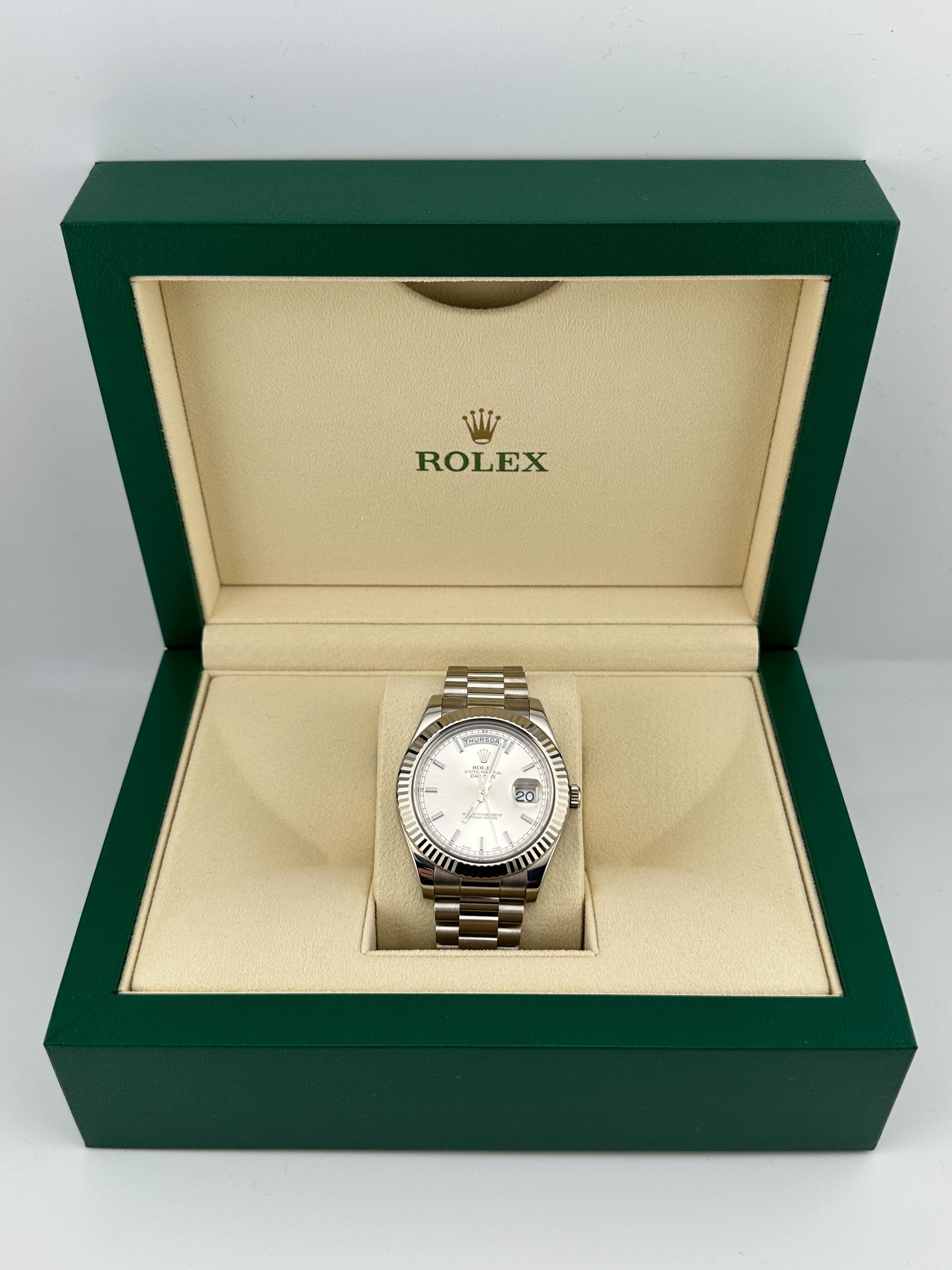 Rolex Day-Date II 218239 White Gold Silver Dial (2022)