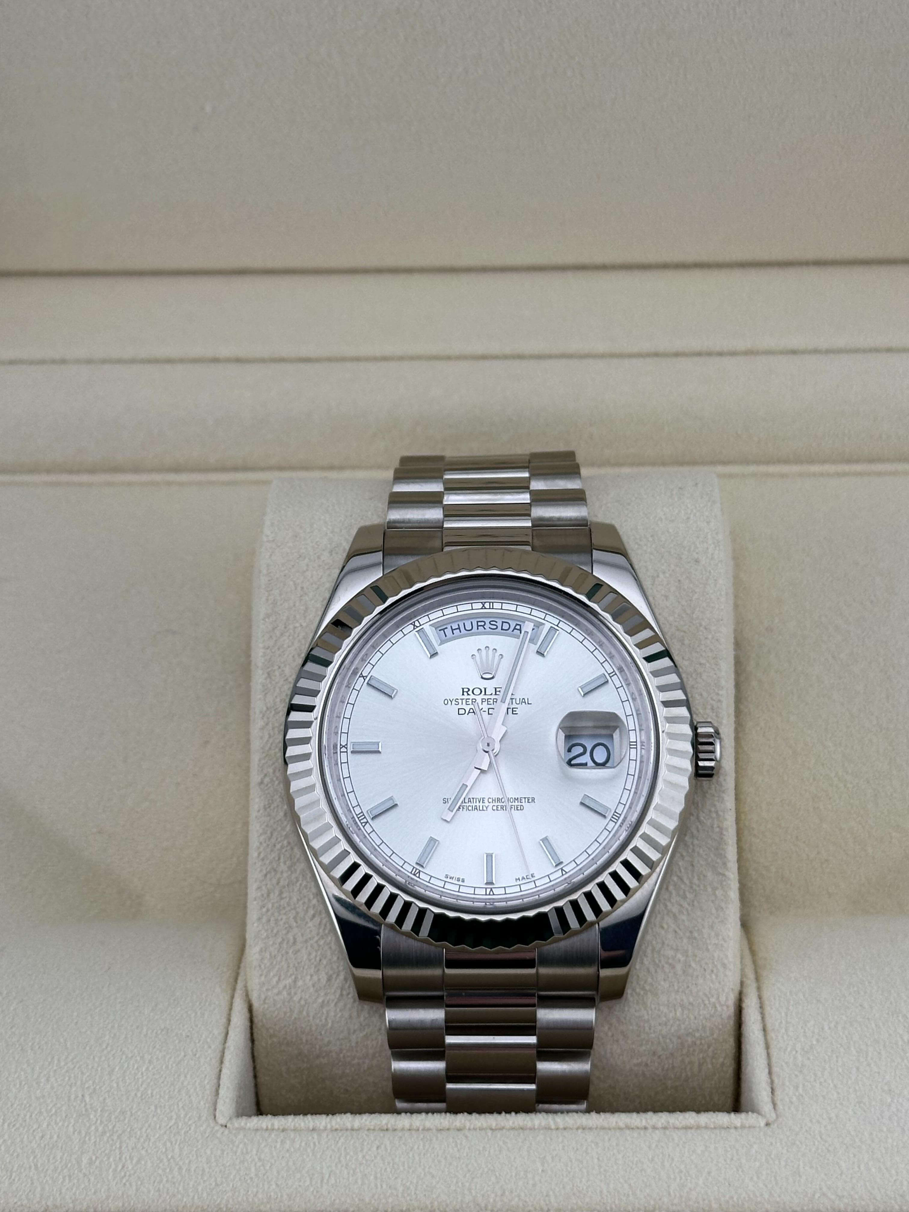 Rolex Day-Date II 218239 White Gold Silver Dial (2022)