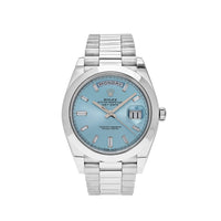 Thumbnail for Luxury Watch Rolex Day-Date 40 Platinum Ice Blue Diamond Dial 228206 Wrist Aficionado