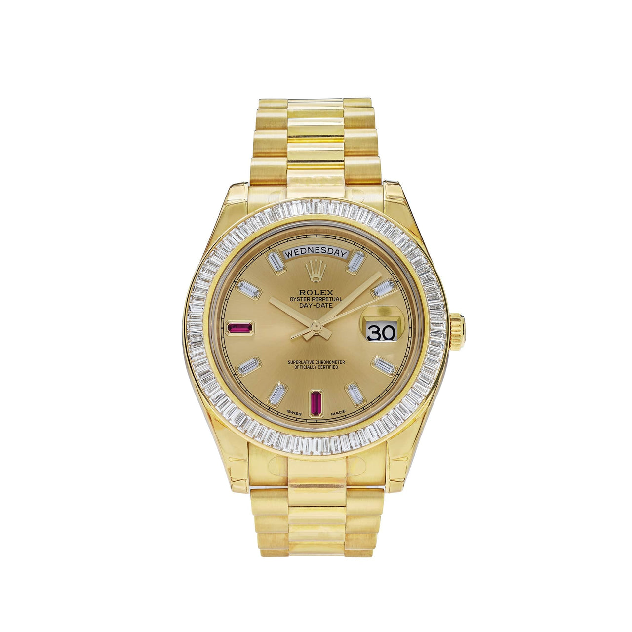 Rolex Day-Date Yellow Gold President Diamond Bezel 218398 Wrist Aficionado