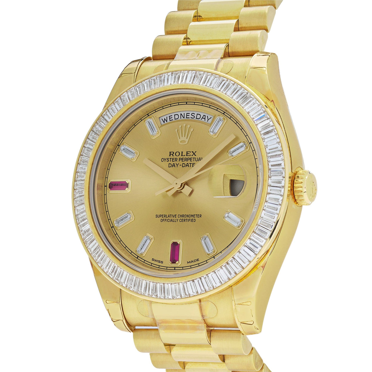 Rolex Day-Date Yellow Gold President Diamond Bezel 218398 Wrist Aficionado