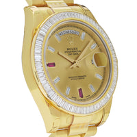 Thumbnail for Rolex Day-Date Yellow Gold President Diamond Bezel 218398 Wrist Aficionado