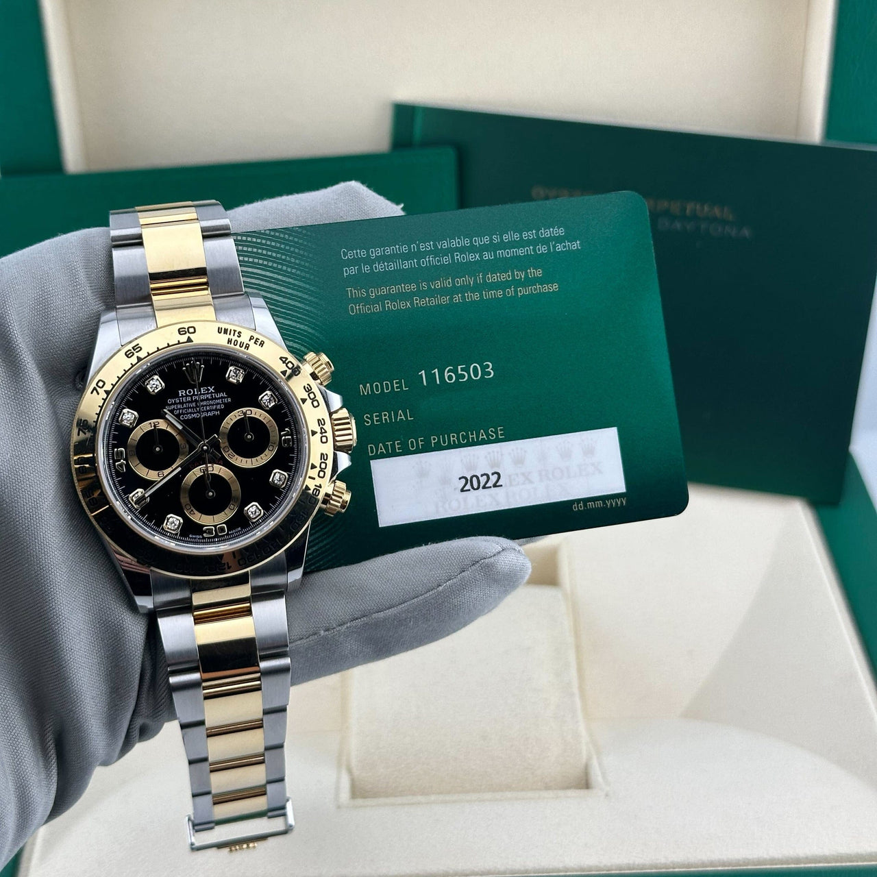 Rolex Daytona 116503 Yellow Gold Stainless Steel Black Diamond Dial (2022)