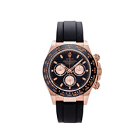 Thumbnail for Luxury Watch Rolex Daytona Rose Gold Black & Pink Dial Rubber Strap 116515LN Wrist Aficionado