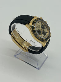 Thumbnail for Luxury Watch Rolex Daytona Yellow Gold Champagne & Black Dial Rubber Strap 116518LN Wrist Aficionado