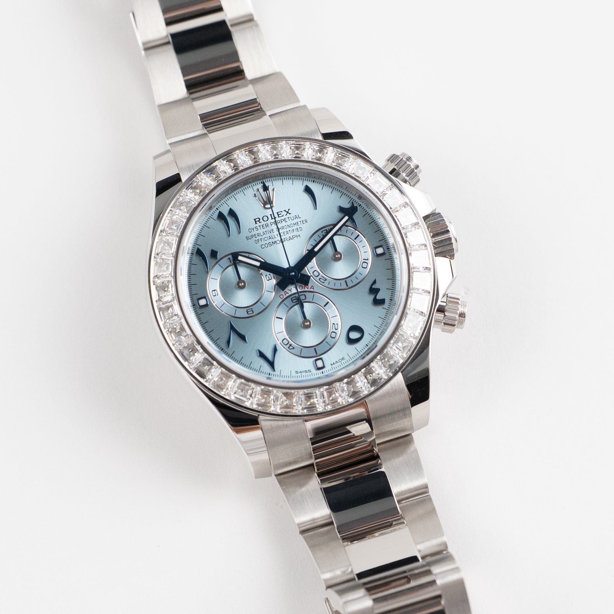 Rolex Daytona 116576TBR Platinum Ice Blue Arabic Dial Diamond