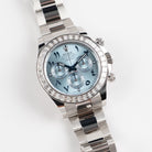 Rolex Daytona 116576TBR Platinum Ice Blue Arabic Dial Diamond Baguette Bezel (2023)
