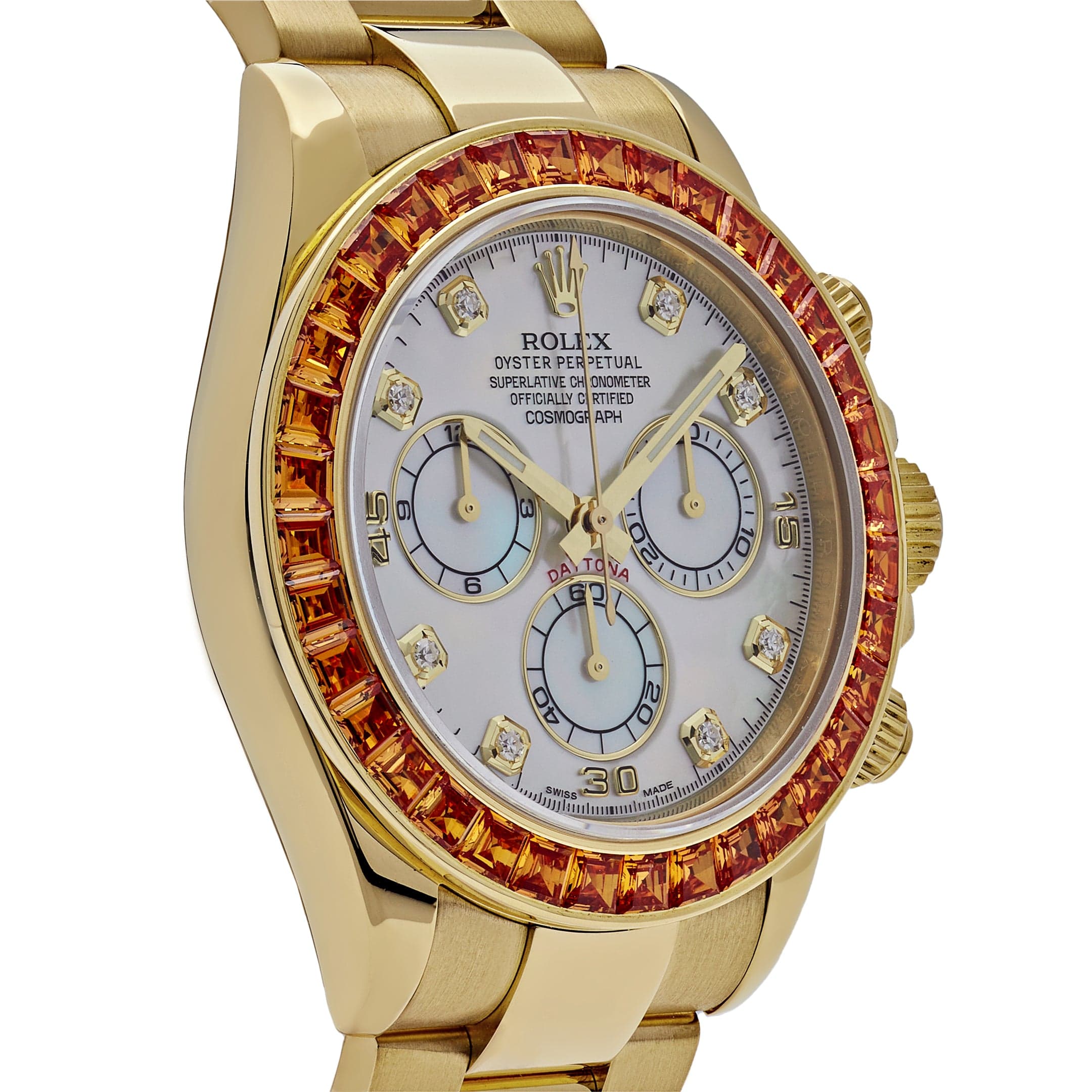Rolex Daytona 116578SACO Yellow Gold Sapphire Bezel Mother Of
