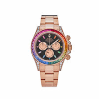 Thumbnail for Luxury Watch Rolex Daytona Rose Gold Rainbow Diamond Black & Pink Dial 116595RBOW Wrist Aficionado