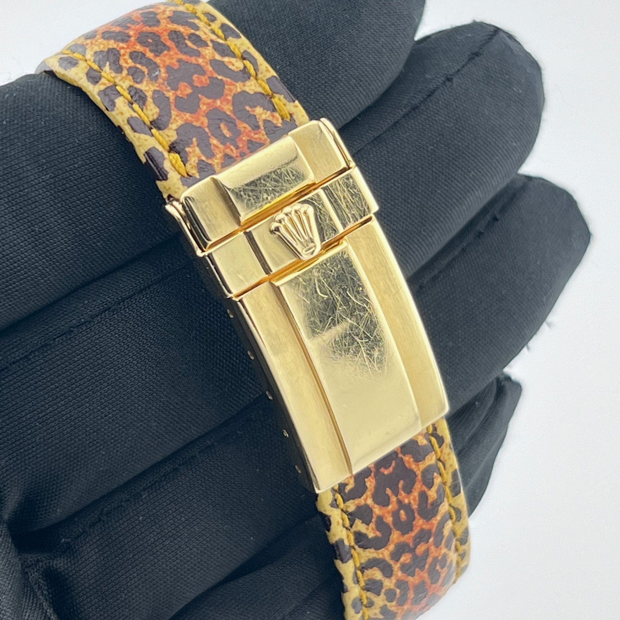 Rolex Daytona 116598SACO Yellow Gold 'Leopard' Diamond Dial Cognac Sapphire Bezel (2008)