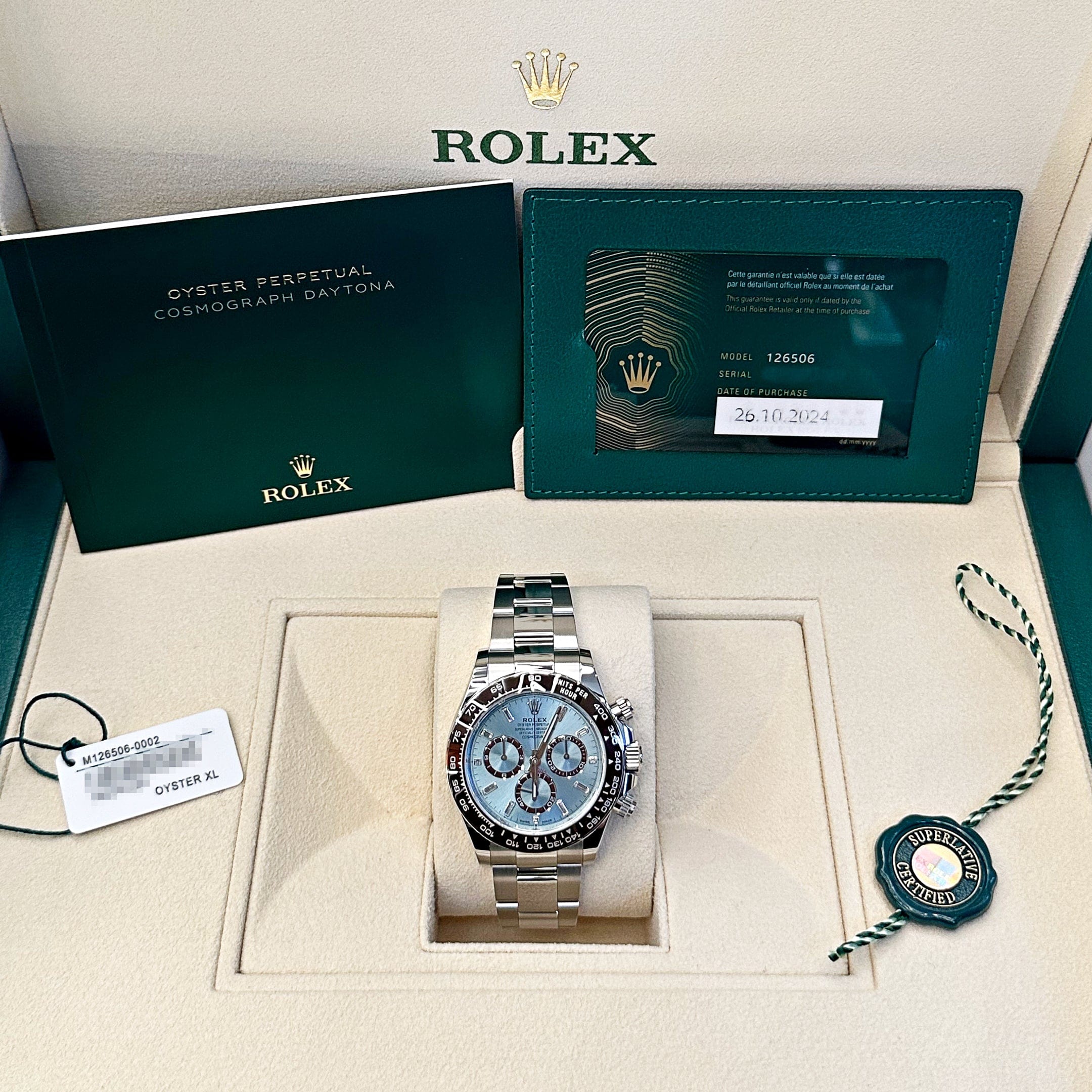 Rolex Daytona 126506 Platinum Ice Blue Baguette Dial (2024)