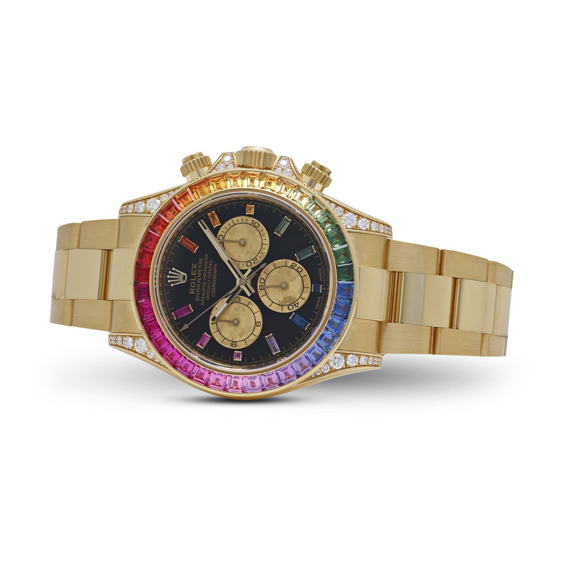 Rolex Daytona 126598RBOW 'Rainbow' Yellow Gold Black Dial Sapphire