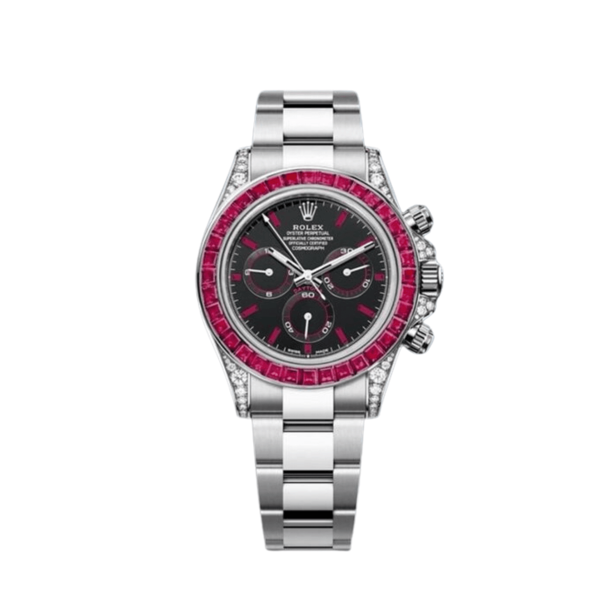 Rolex Daytona 126599TRU White Gold Diamond Black Dial Ruby Bezel (2023