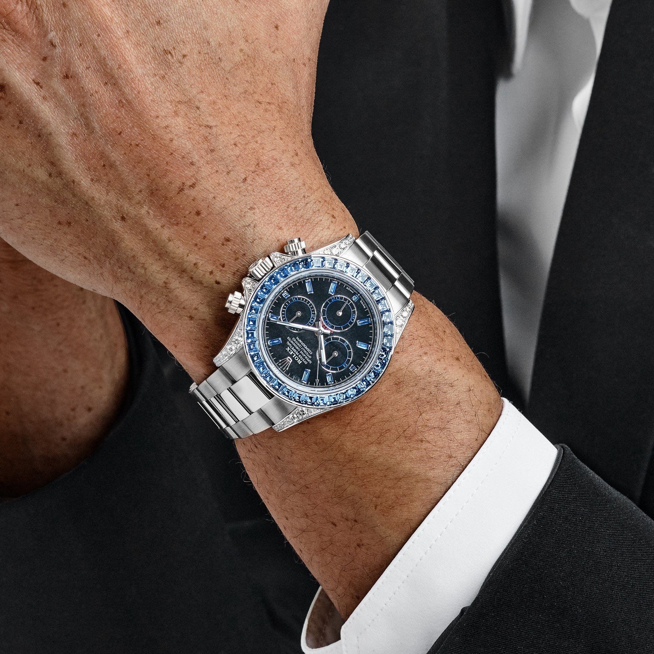 eleganceクォーツ Rolex Daytona 126599TSA White Gold Silver Sheen Obsidian Dial