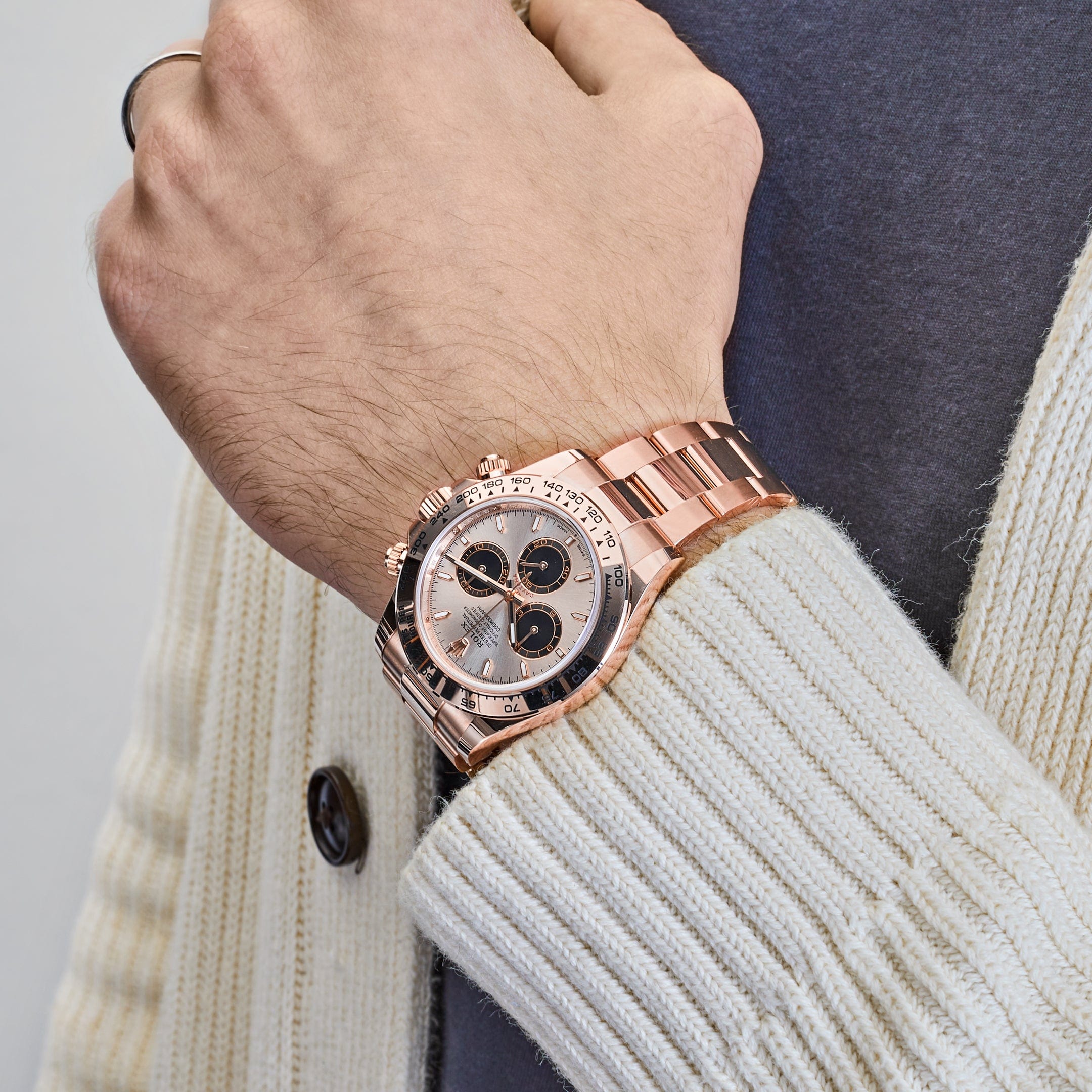 Rolex Daytona Cosmograph Rose Gold Sundust Dial 126505 Wrist Aficionado