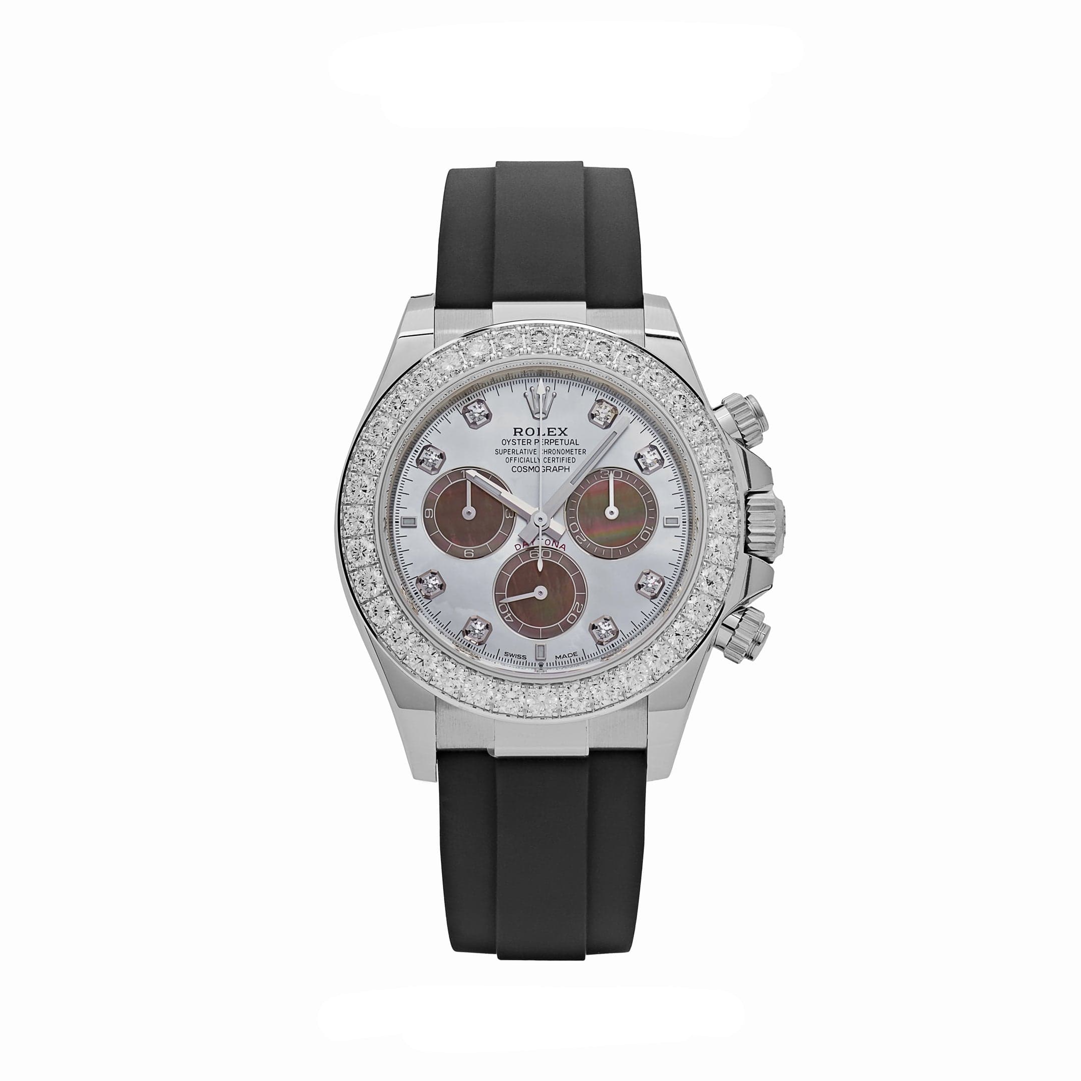 Rolex Daytona Cosmograph 126589RBR White Gold Diamond Mother of Pearl Dial Diamond Bezel