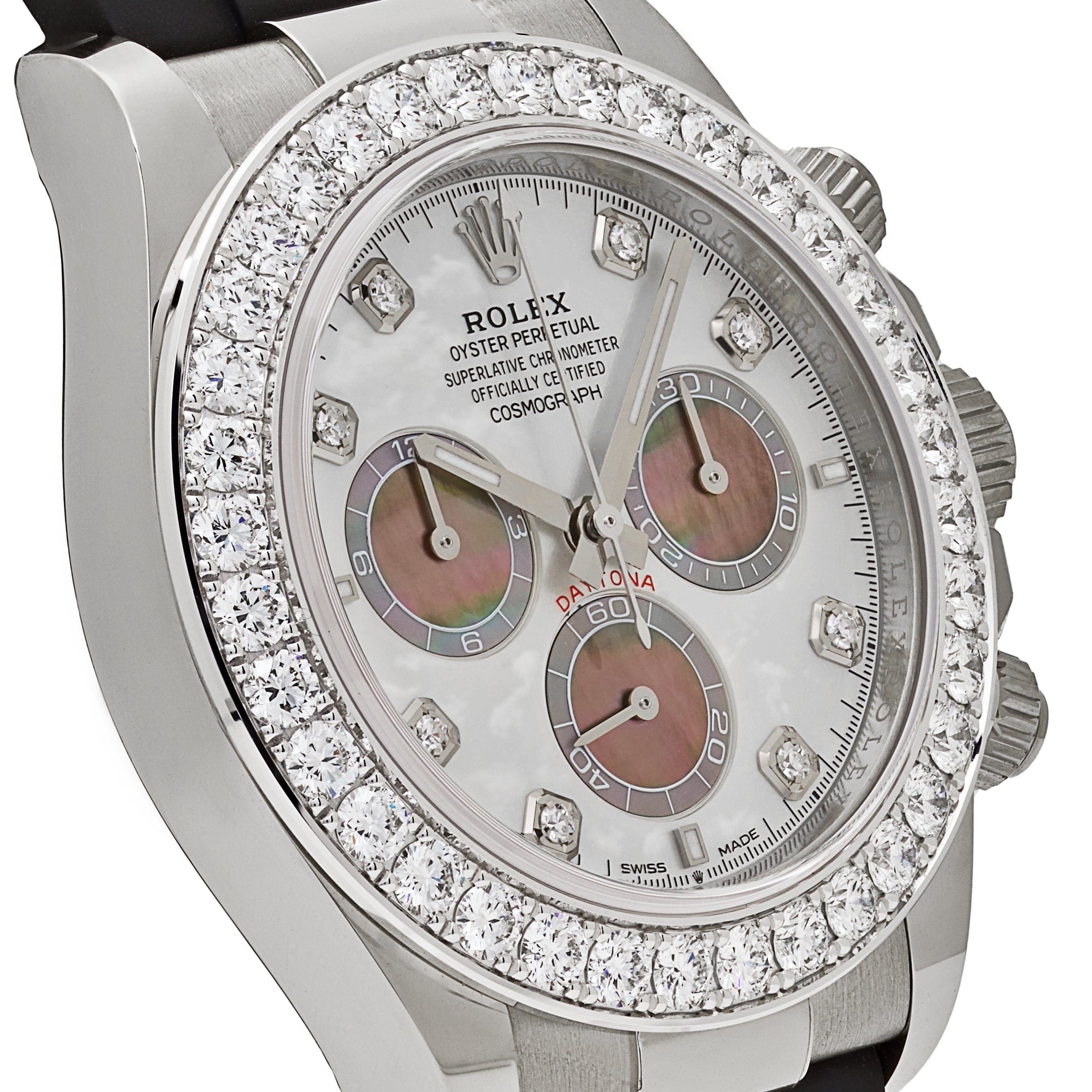 Rolex Daytona Cosmograph 126589RBR White Gold Mother of Pearl Dial Diamond Bezel