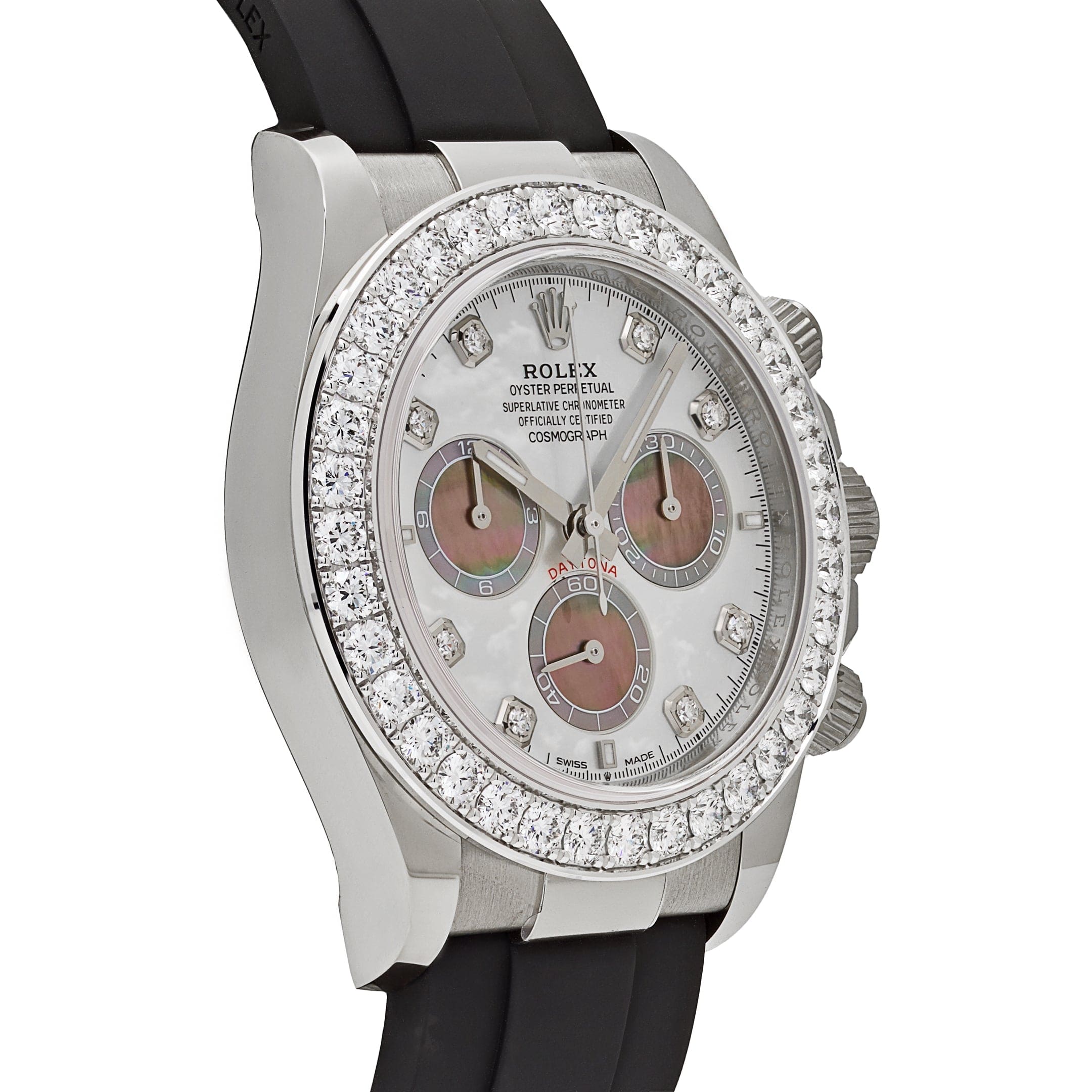 Rolex Daytona Cosmograph 126589RBR White Gold Mother of Pearl Dial Diamond Bezel