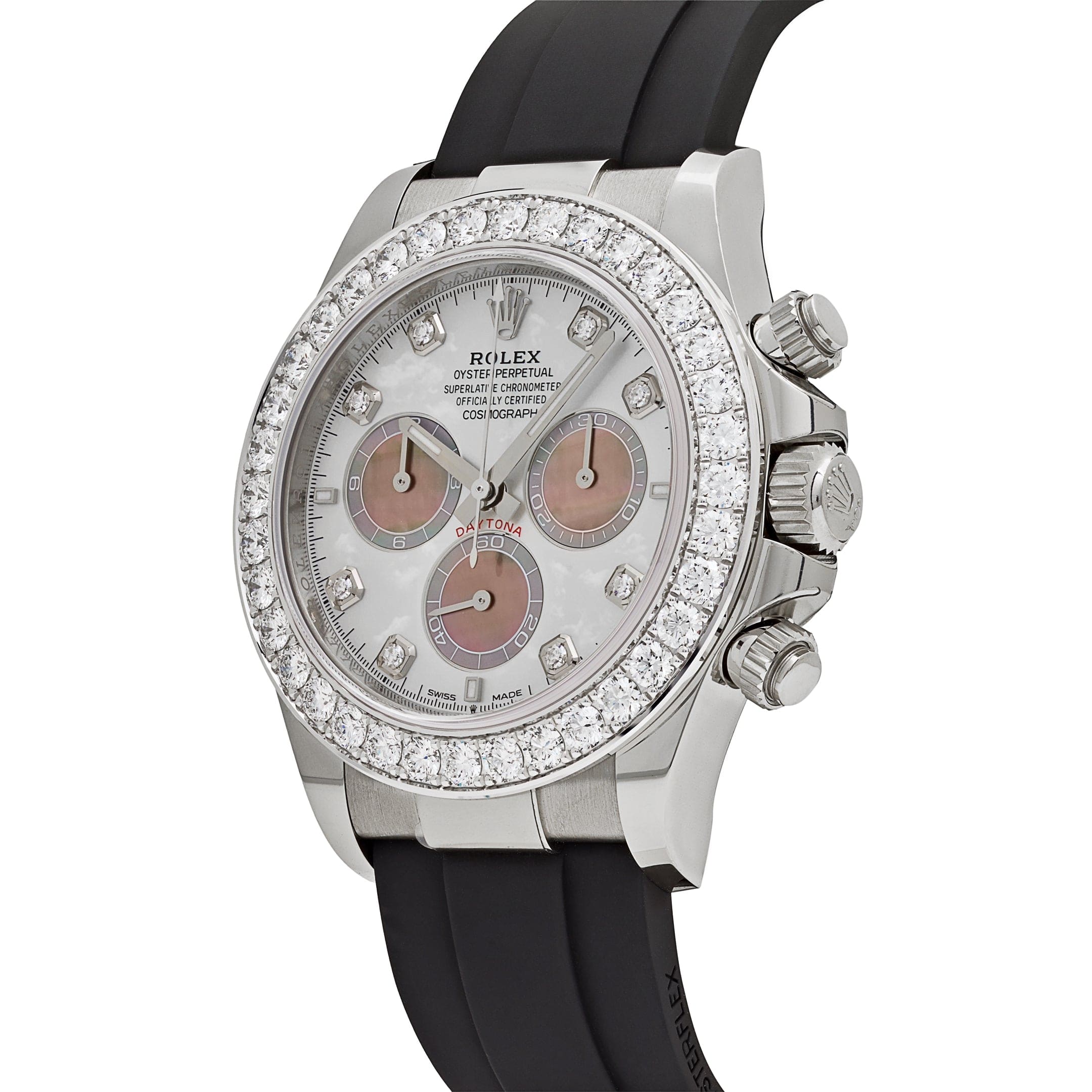 Rolex Daytona Cosmograph 126589RBR White Gold Mother of Pearl Dial Diamond Bezel