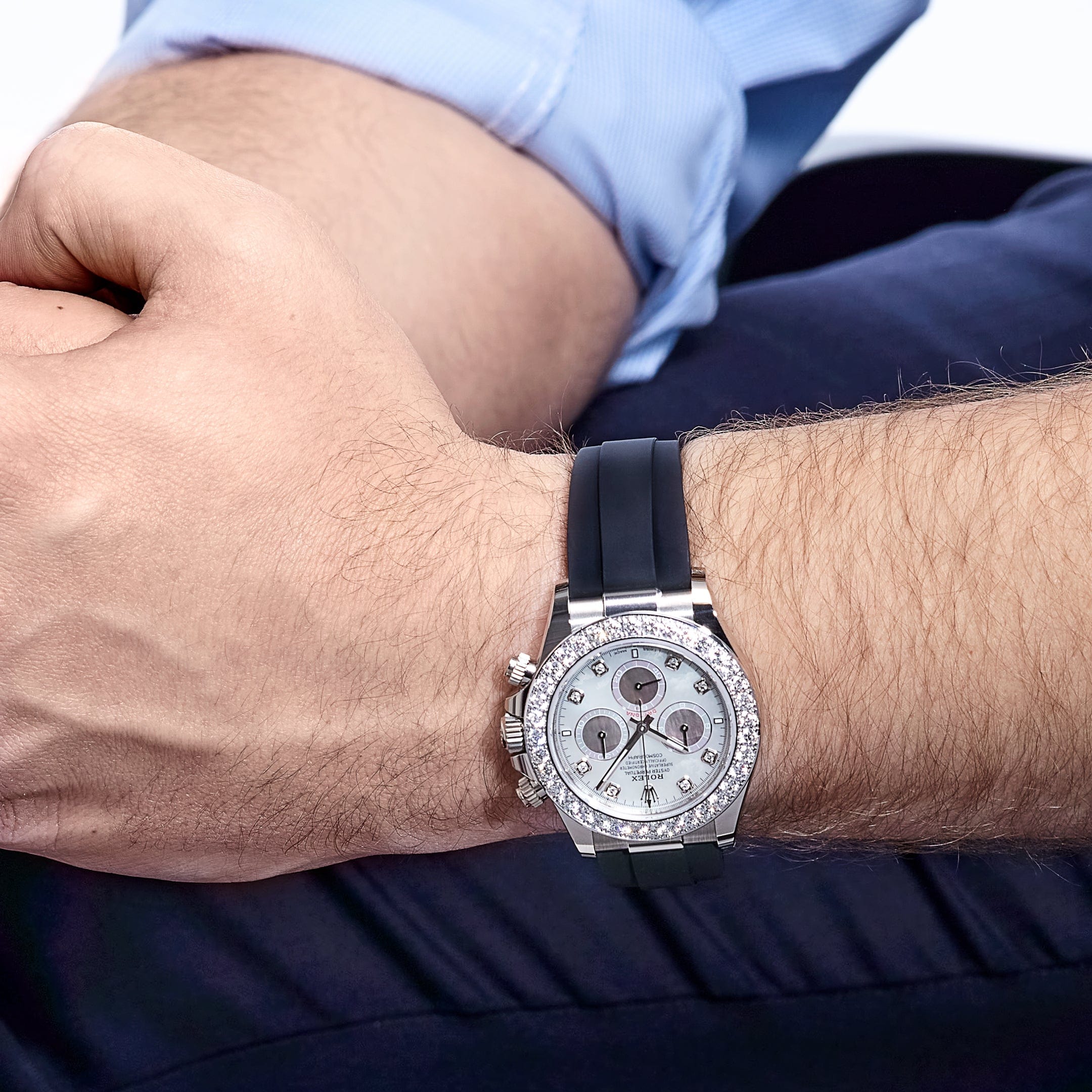 Rolex Daytona Cosmograph 126589RBR White Gold Mother of Pearl Dial Diamond Bezel