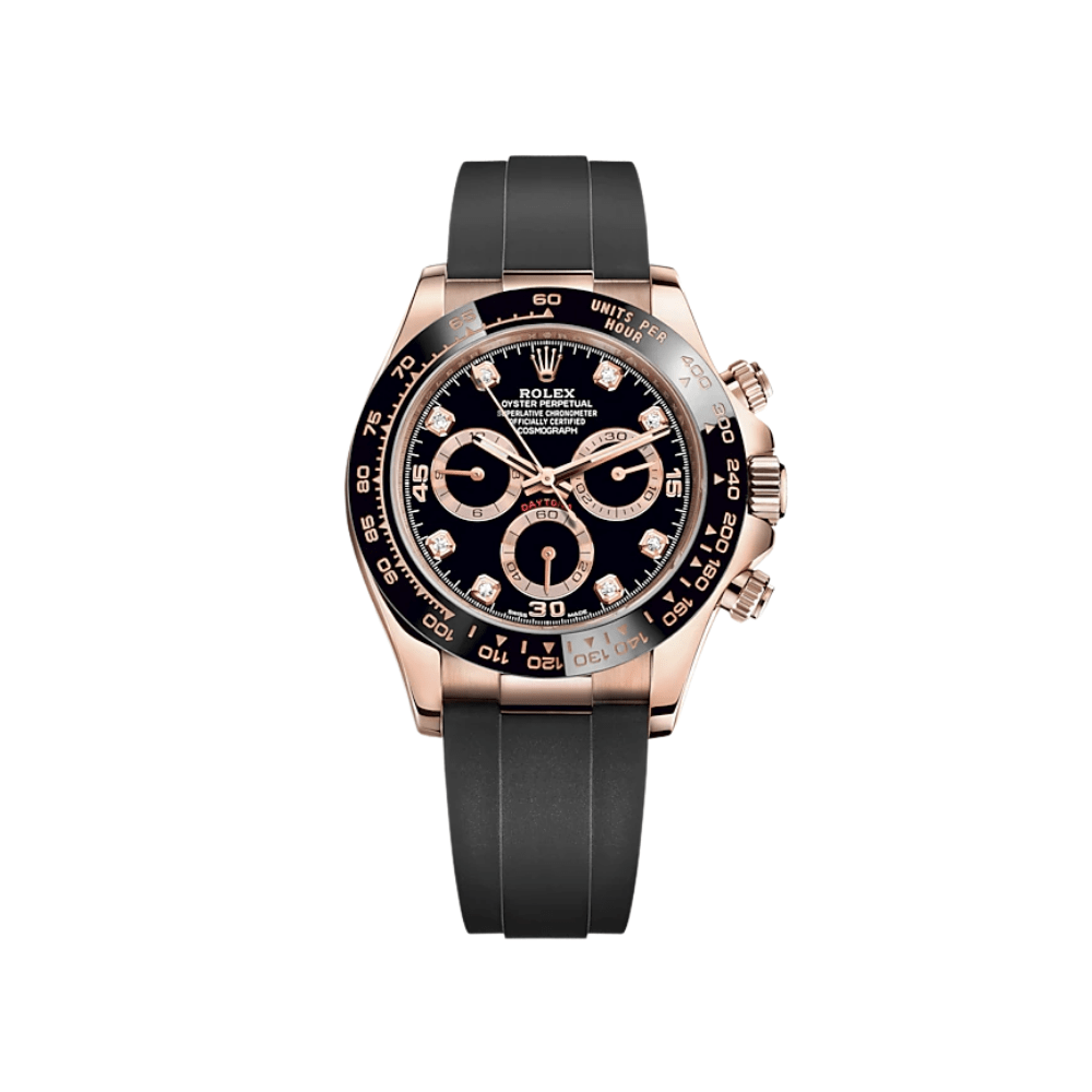 Luxury Watch Rolex Daytona Rose Gold Black Diamond Dial 116515LN Wrist Aficionado