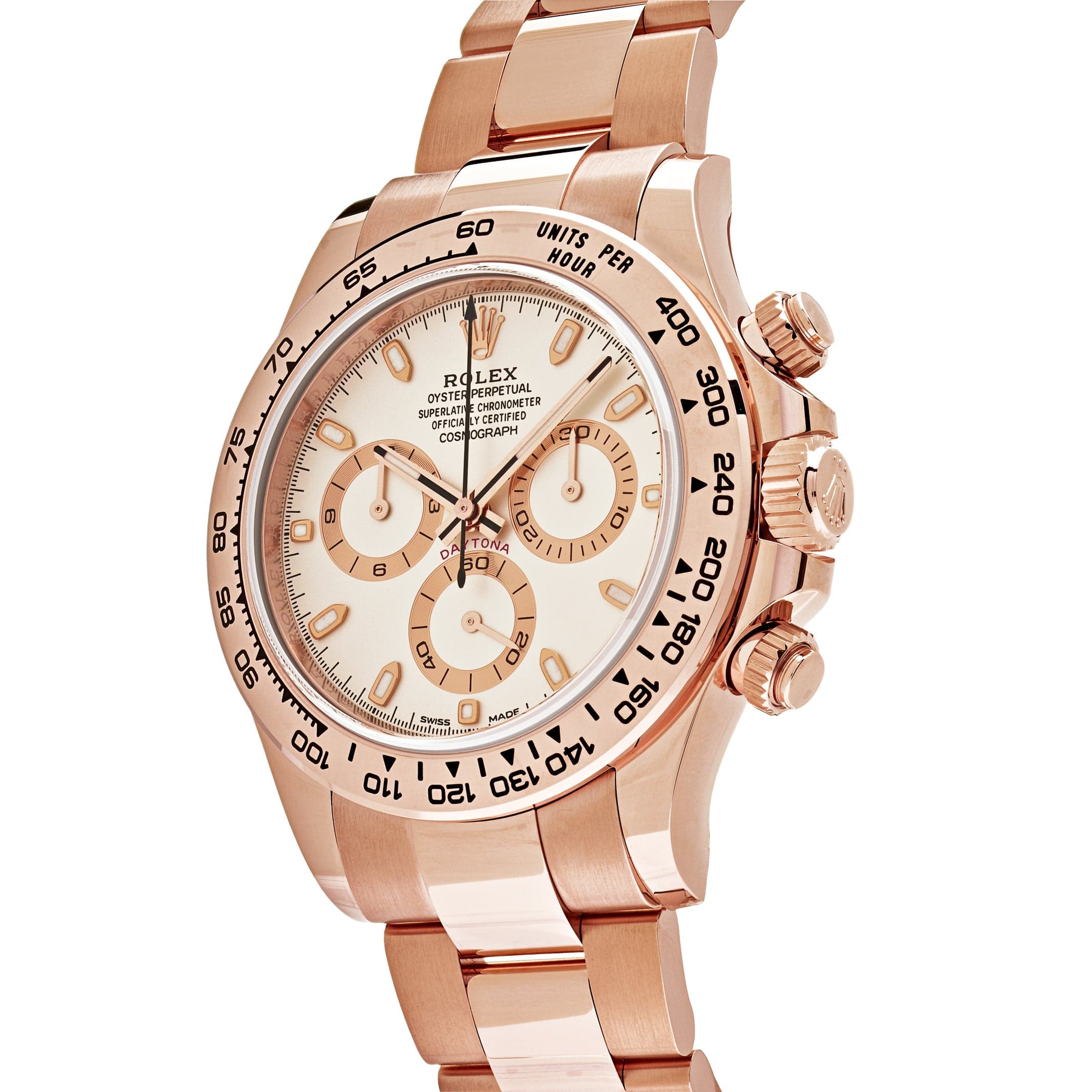  adicross classic J 265 WIDE ホワイト Rolex Daytona 116505 Rose Gold Ivory White Dial – Wrist Aficionado