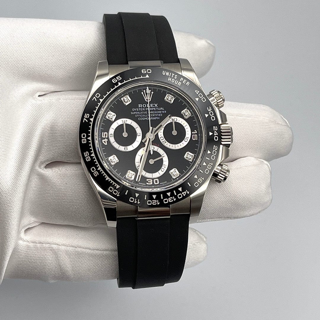 Luxury Watch Rolex Daytona White Gold Black Diamond Dial 116519LN Wrist Aficionado
