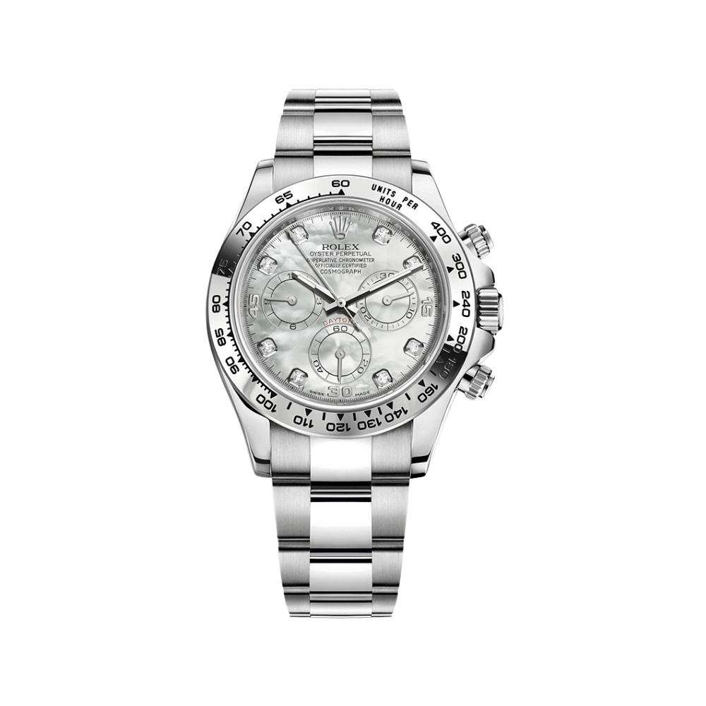 Luxury Watch Rolex Daytona White Gold Mother of Pearl Diamond Dial 116509 Wrist Aficionado