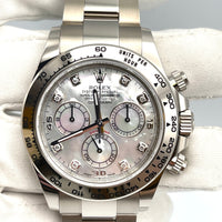 Thumbnail for Luxury Watch Rolex Daytona White Gold Mother of Pearl Diamond Dial 116509 Wrist Aficionado