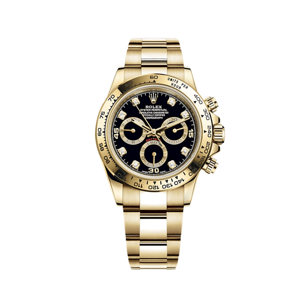 Luxury Watch Rolex Daytona Yellow Gold Black Diamond Dial 116508 Wrist Aficionado