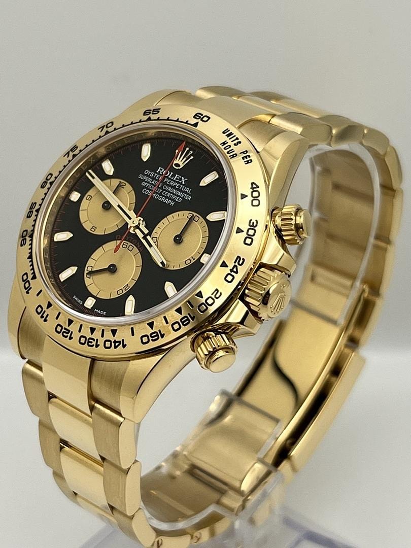 Luxury Watch Rolex Daytona Yellow Gold 'Paul Newman' Black & Gold Dial 116508 Wrist Aficionado