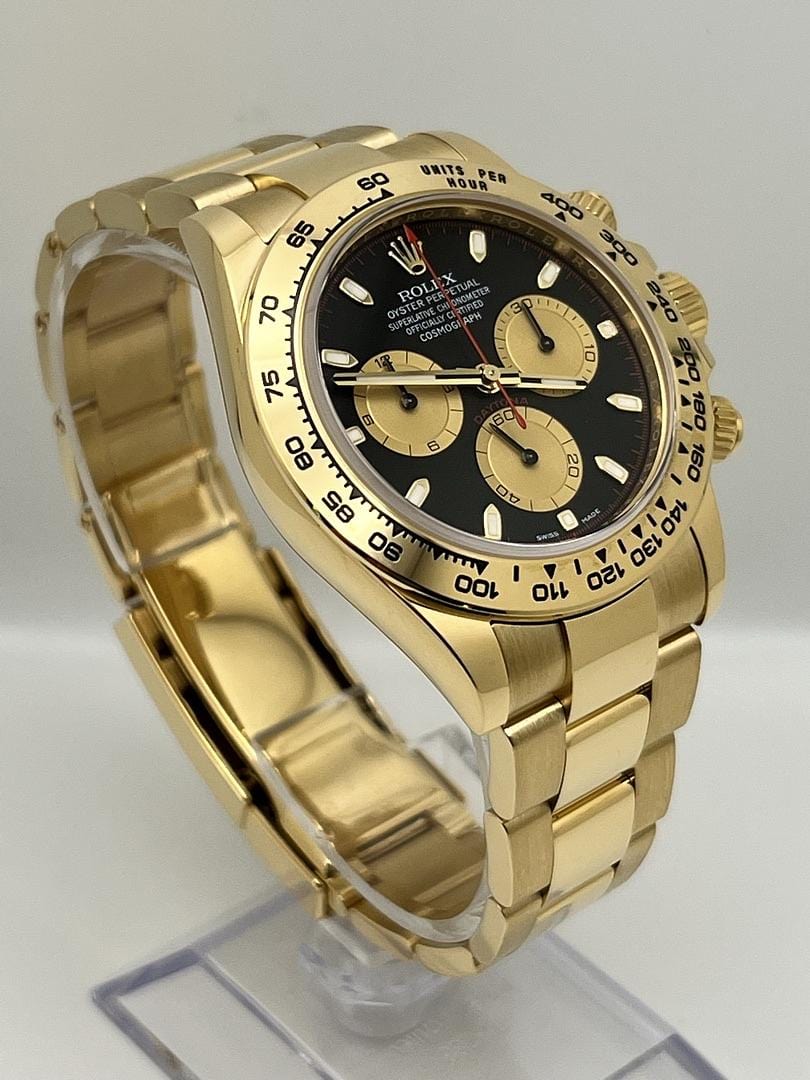 Luxury Watch Rolex Daytona Yellow Gold 'Paul Newman' Black & Gold Dial 116508 Wrist Aficionado