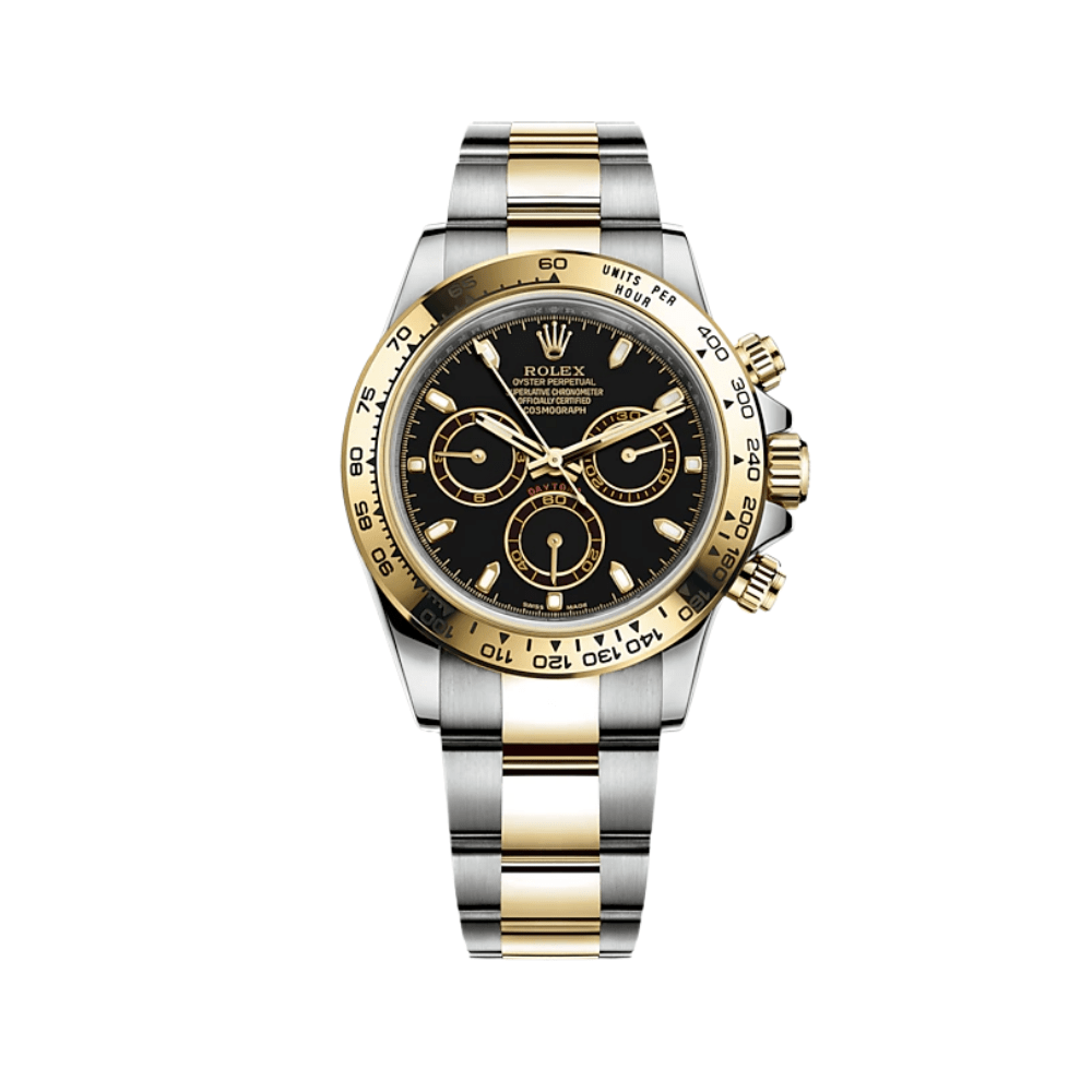 Luxury Watch Rolex Daytona Yellow Gold & Steel Black Dial 116503 Wrist Aficionado