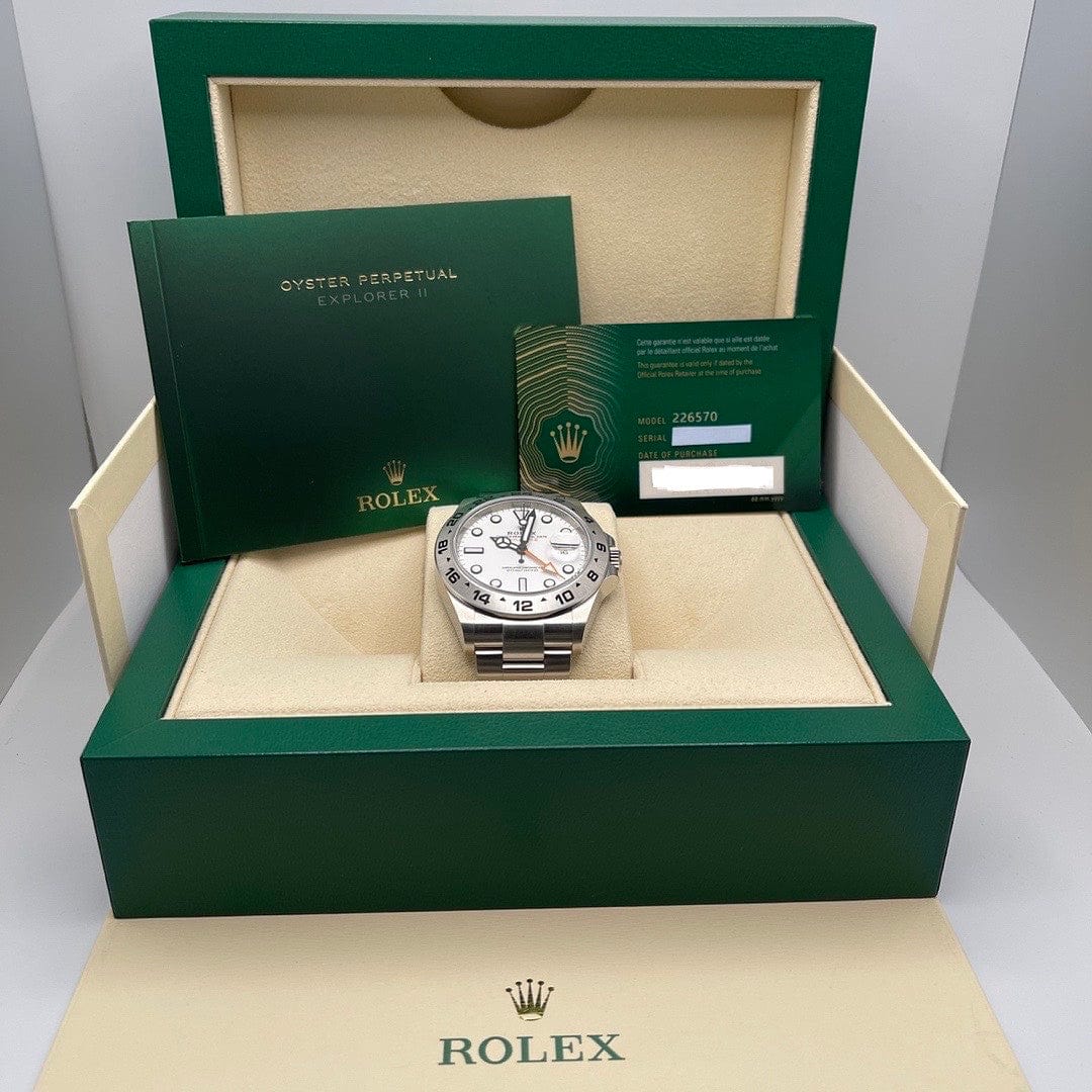 Luxury Watch Rolex Explorer II 42 Stainless Steel White Dial 226570 Wrist Aficionado