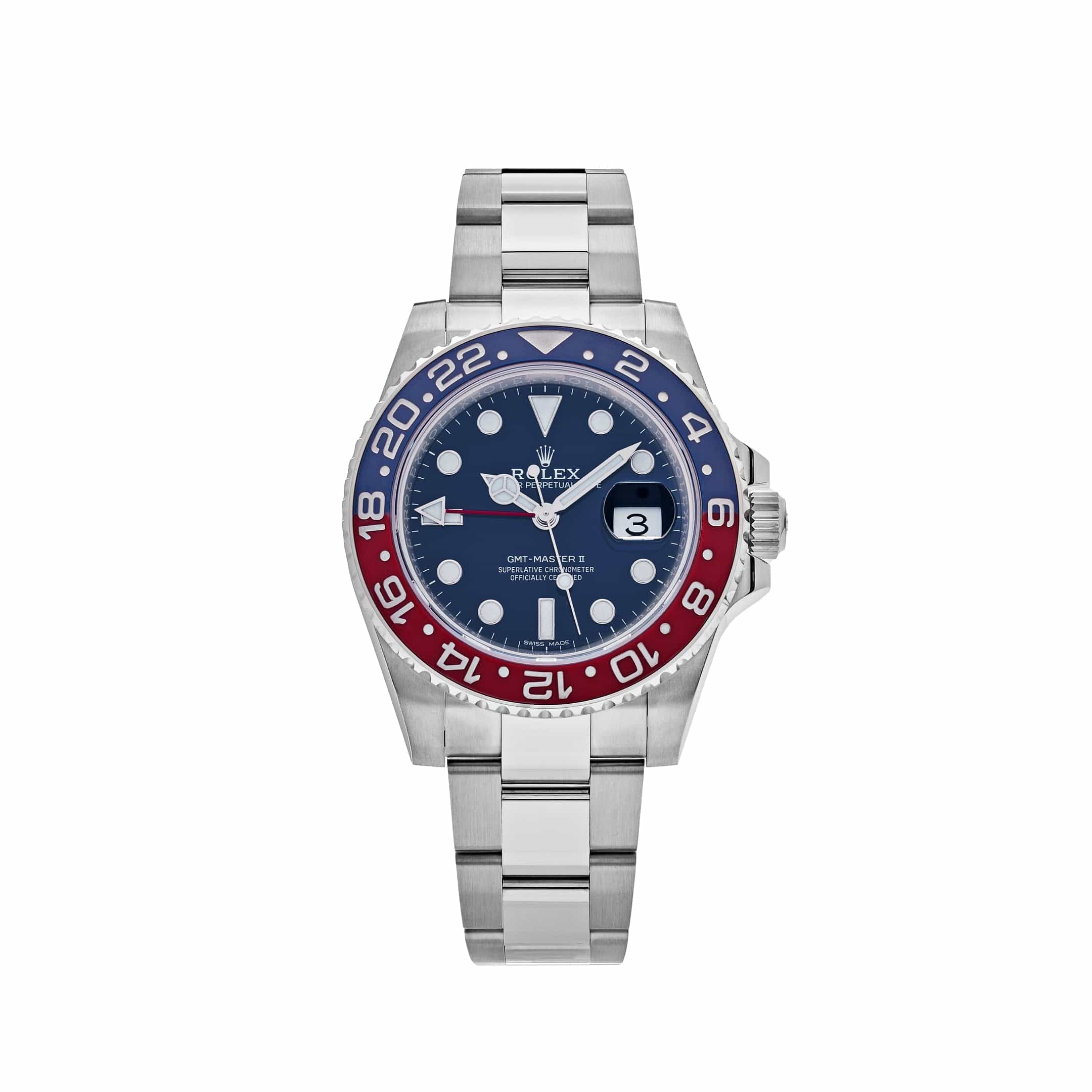 Rolex GMT Master II 116719BLRO Pepsi White Gold Blue Dial Oyster